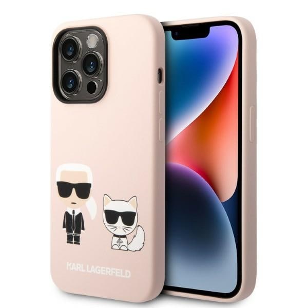 Karl Lagerfeld KLHMP14LSSKCI iPhone 14 Pro 6.1" Pink Hardcase Silikoni Karl & Choupette Magsafe
