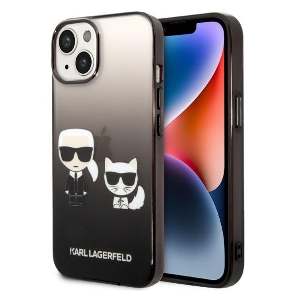 Karl Lagerfeld KLHCP14STGKCK iPhone 14 6,1" musta/ musta Gradientti Ikonik Karl & Choupette kotelo