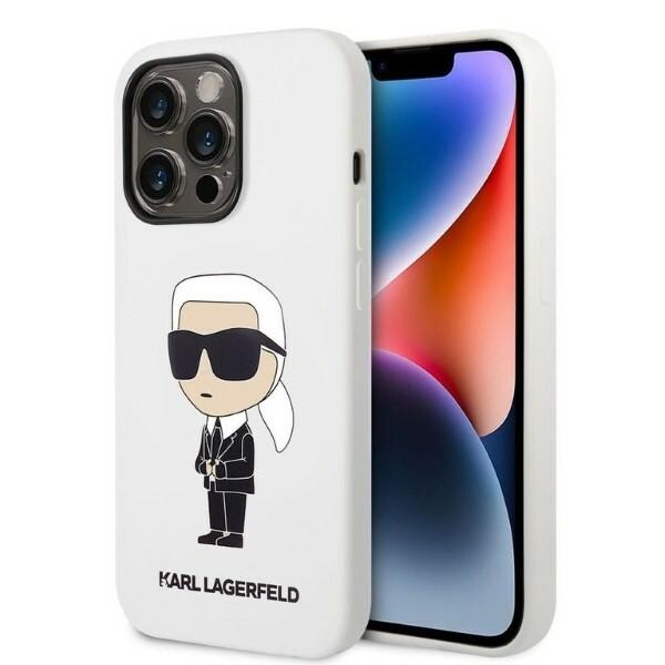 Karl Lagerfeld KLHCP14LSNIKBCH iPhone 14 Pro 6.1" kovakotelo valkoinen/valkoinen Silikoni Ikonik