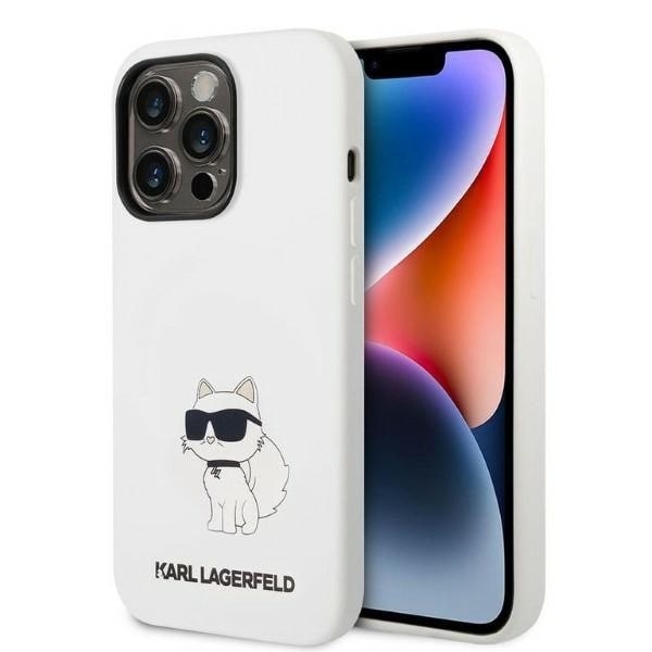 Karl Lagerfeld KLHCP14LSNCHBCH iPhone 14 Pro 6.1" silikoonikotelo valkoinen/valkoinen Choupette
