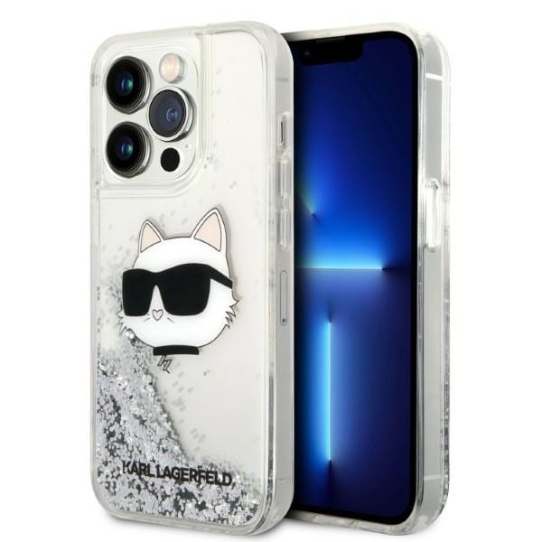 Karl Lagerfeld KLHCP14XLNHCS iPhone 14 Pro Max 6.7" Glitter Choupette Head Hard Case Silver/Silver