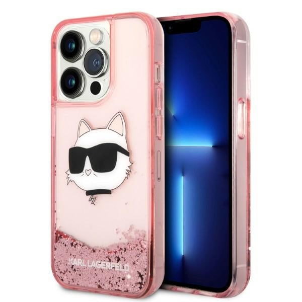 Karl Lagerfeld KLHCP14XLNCHCP iPhone 14 Pro Max 6.7" vaaleanpunainen Glitter Choupette Head kotelo