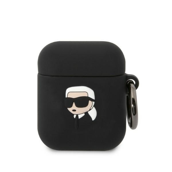 Karl Lagerfeld KLA2RUNIKK AirPods 1/2 suojus musta/musta Silikoni Karl Head 3D