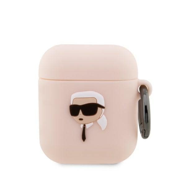 Karl Lagerfeld KLA2RUNIKP AirPods 1/2 suojus vaaleanpunainen/vaaleanpunainen Silikoni Karl Head 3D