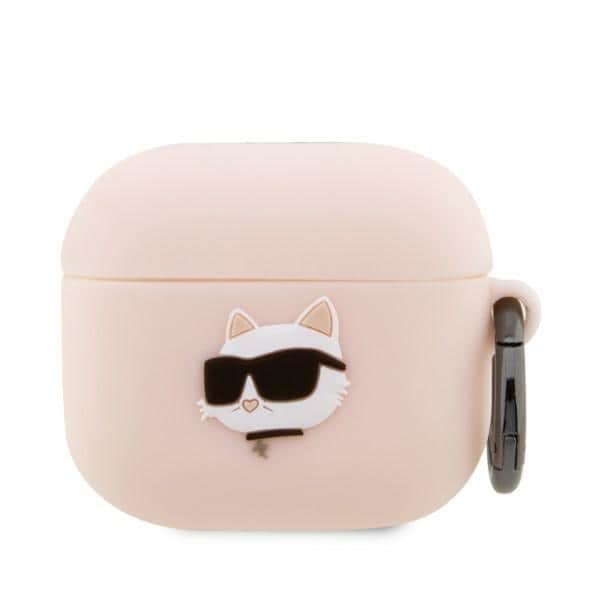 Karl Lagerfeld KLA3RUNCHP AirPods 3 suojus vaaleanpunainen Silikoni Choupette 3D päähine