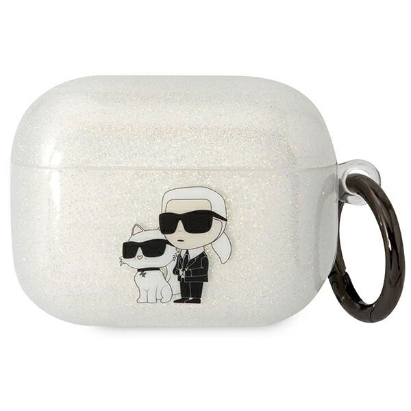 Karl Lagerfeld KLAPHNKCTGT Airpods Pro -suojus läpinäkyvä Gliter Karl&Choupette