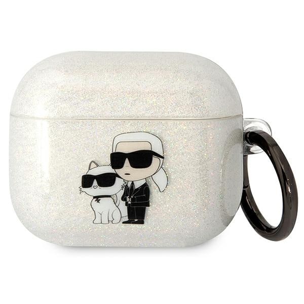 Karl Lagerfeld KLA3HNKCTGT Airpods 3 kansi läpinäkyvä Gliter Karl&Choupette