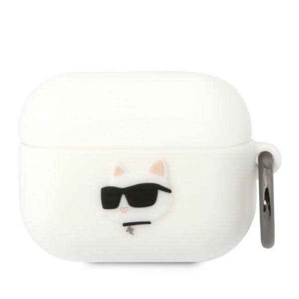 Karl Lagerfeld KLAPRUNCHH AirPods Pro suojus valkoinen/valkoinen Silikoni Choupette Head 3D