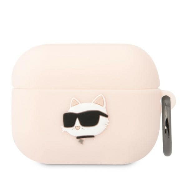 Karl Lagerfeld KLAPRUNCHP AirPods Pro -suojus vaaleanpunainen Silikoni Choupette Head 3D