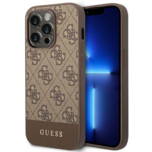 Guess GUHCP14XG4GLBR iPhone 14 Pro Max 6.7" ruskea/ruskea kova kotelo 4G Stripe-mallisto