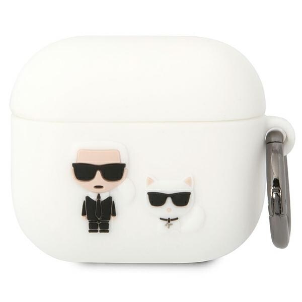 Karl Lagerfeld KLACA3SILKCW AirPods 3:n suojus valkoinen/valkoinen Silikoni Karl & Choupette