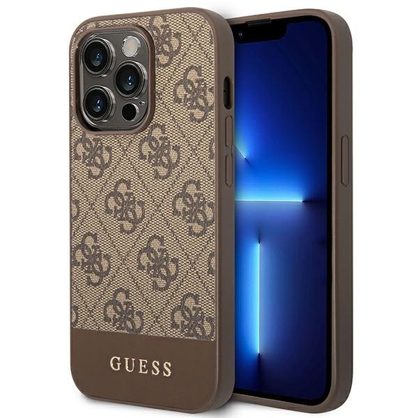 Guess GUHCP14LG4GLBR iPhone 14 Pro 6.1" ruskea/ruskea kova kotelo 4G Stripe-mallisto