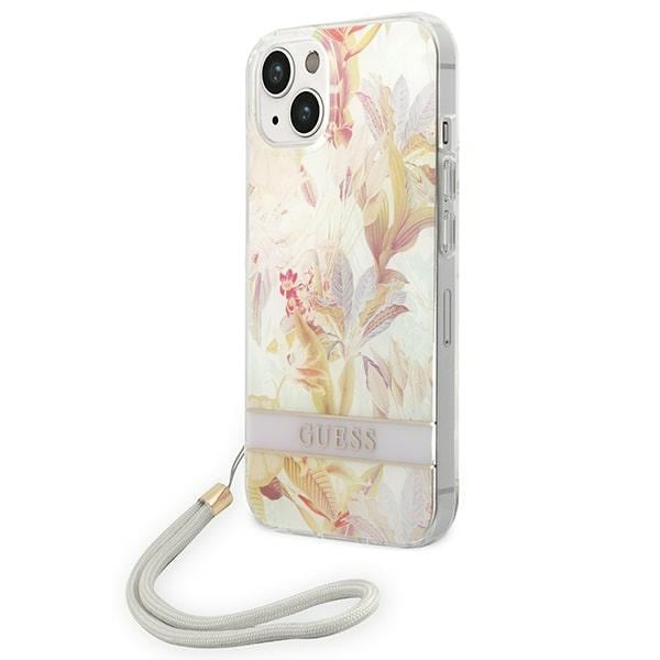 Guess GUOHCP14MHFLSU iPhone 14 Plus 6.7 "violetti / violetti kovakotelo Kukkahihna