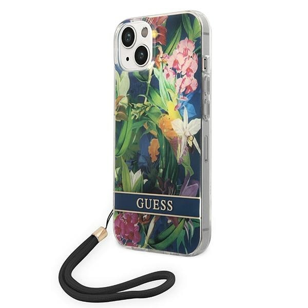 Guess GUOHCP14SHFLSB iPhone 14 6.1 "sininen / sininen kotelo Kukkahihna