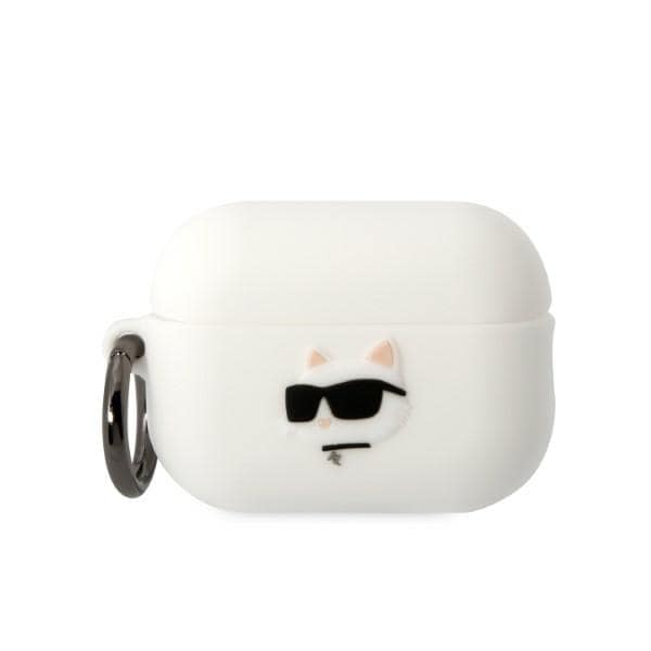 Karl Lagerfeld KLAP2RUNCHH AirPods Pro 2 suojus valkoinen/valkoinen Silikoni Choupette Head 3D