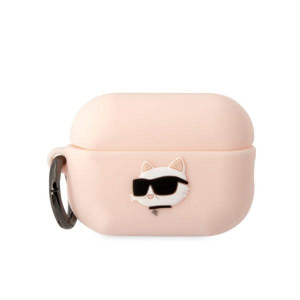 Karl Lagerfeld KLAP2RUNCHP AirPods Pro 2 -suoja, vaaleanpunainen Silikoni Choupette 3D -päähine