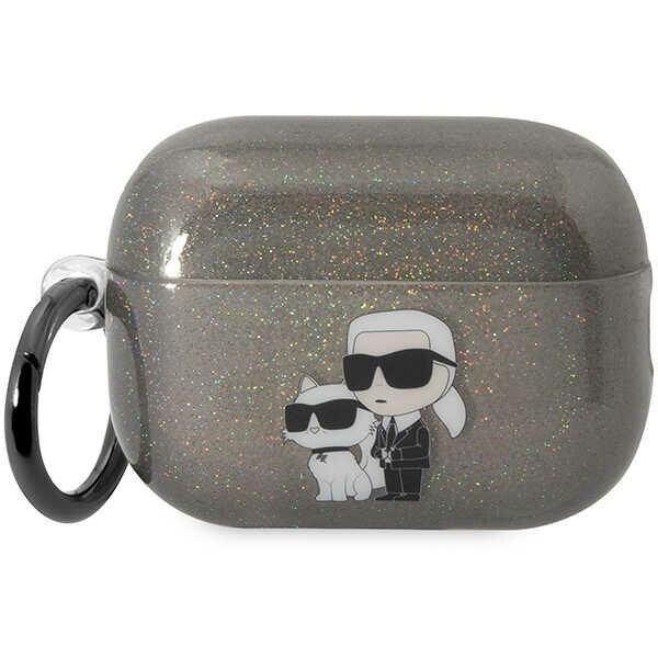 Karl Lagerfeld KLAP2HNKCTGK Airpods Pro 2 suojus musta/musta Gliter Karl&Choupette