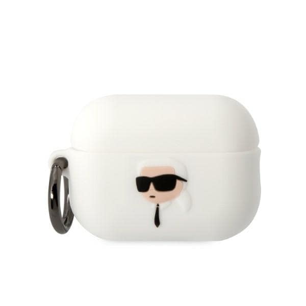 Karl Lagerfeld KLAP2RUNIKH AirPods Pro 2 suojus valkoinen/valkoinen Silikoni Karl Head 3D