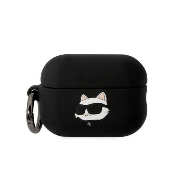 Karl Lagerfeld KLAP2RUNCHK AirPods Pro 2 suojus musta/musta Silikoni Choupette Head 3D