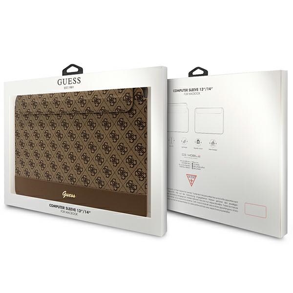 Guess 4G Stripe Metal Logo -kotelo 14" kannettavalle tietokoneelle - ruskea