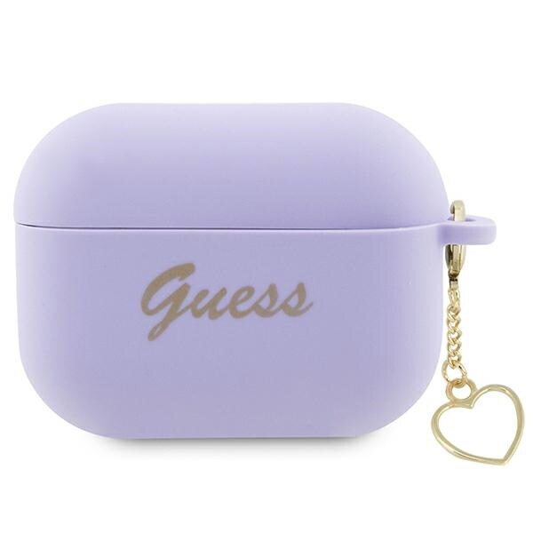 Guess GUAP2LSCHSU AirPods Pro 2 -suojus violetti/lila Silikoninen viehätys sydänkokoelma