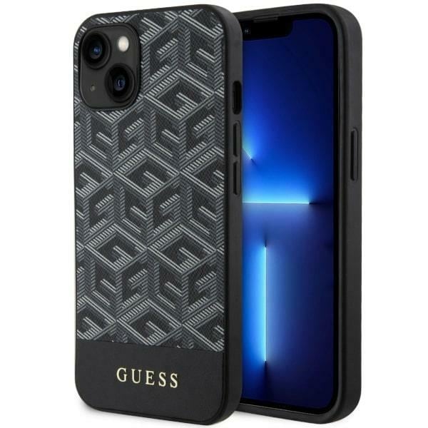 Guess GUHMP14MHGGCFSEK iPhone 14 Plus 6.7" musta/musta kovakotelo GCube Stripes MagSafe -raidat