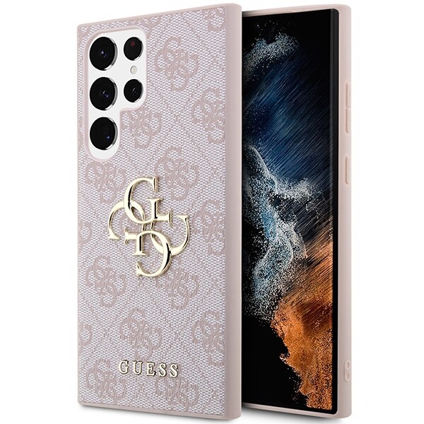 Guess GUHCS23L4GMGPI S23 Ultra S918 vaaleanpunainen/vaaleanpunainen kovakotelo 4G Iso metallilogo