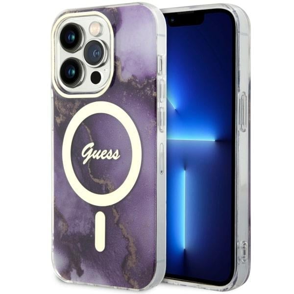 Guess GUHMP14LHTMRSU iPhone 14 Pro 6.1" violetti/lila kovakotelo Golden Marble MagSafe