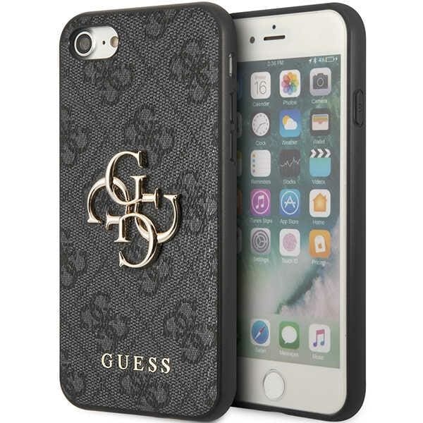 Guess GUHCI84GMGGR iPhone 7/8/SE 2020/ 2022 harmaa/harmaa kovakotelo 4G iso metallilogo