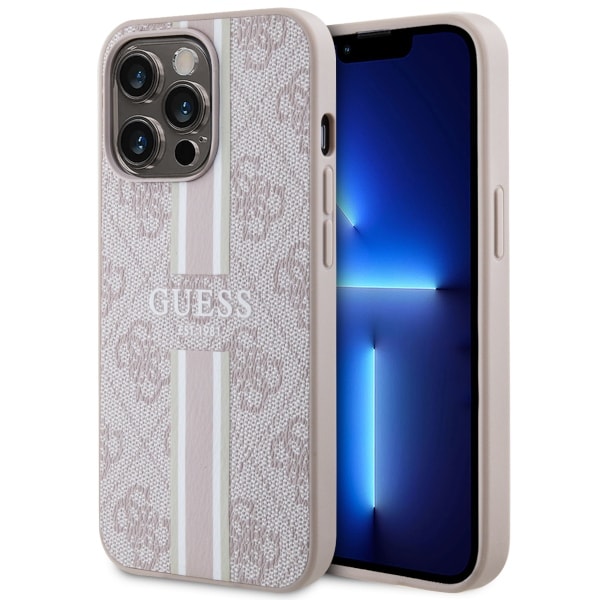 Guess GUHMP13LP4RPSP iPhone 13 Pro / 13 6.1" vaaleanpunainen kovakotelo MagSafe-raidoilla