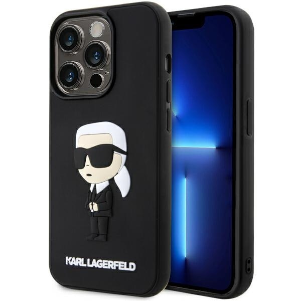 Karl Lagerfeld KLHCP14L3DRKINK iPhone 14 Pro 6.1" musta/musta kovakotelo Kumi Ikonik 3D