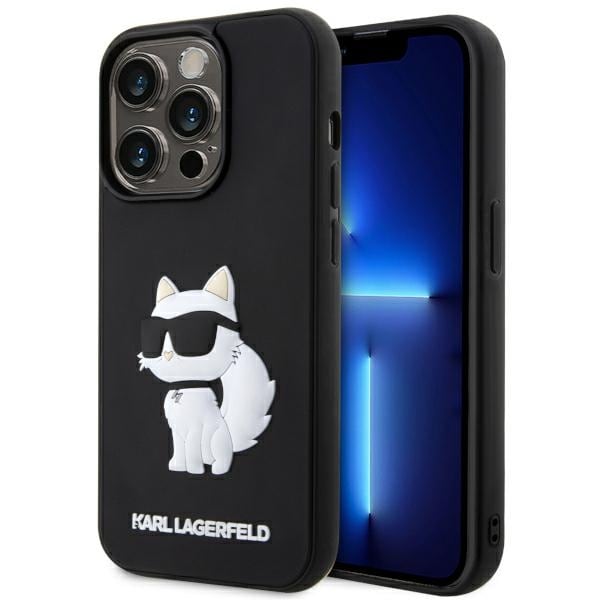 Karl Lagerfeld KLHCP14X3DRKHNK iPhone 14 Pro Max 6.7" musta/musta kovakotelo Kumi Choupette 3D