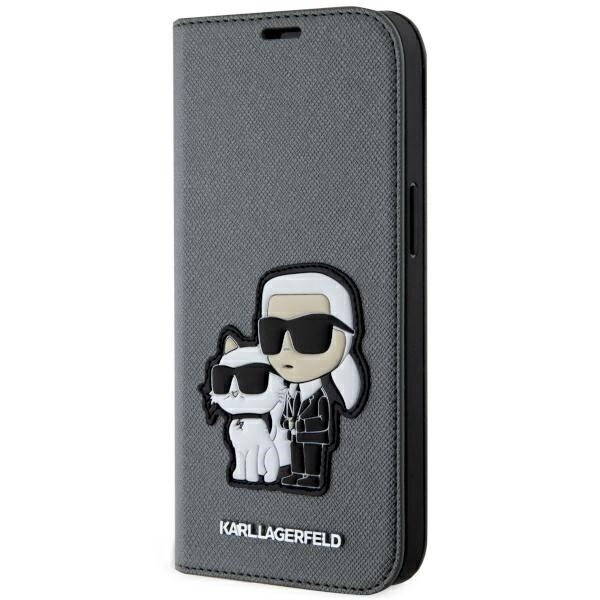 Karl Lagerfeld KLBKP14SSANKCPG iPhone 14 6.1" kirjahylly hopea Saffiano Karl & Choupette