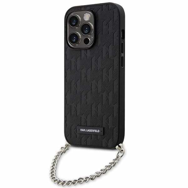 Karl Lagerfeld KLHCP14LSACKLHPK iPhone 14 Pro 6.1" musta/musta kovakotelo Saffiano Monogram-ketju