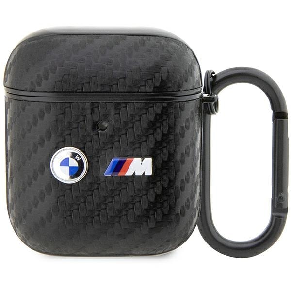 BMW BMA2WMPUCA2 AirPods 1/2 -suojus musta/musta Carbon Double Metal -logo