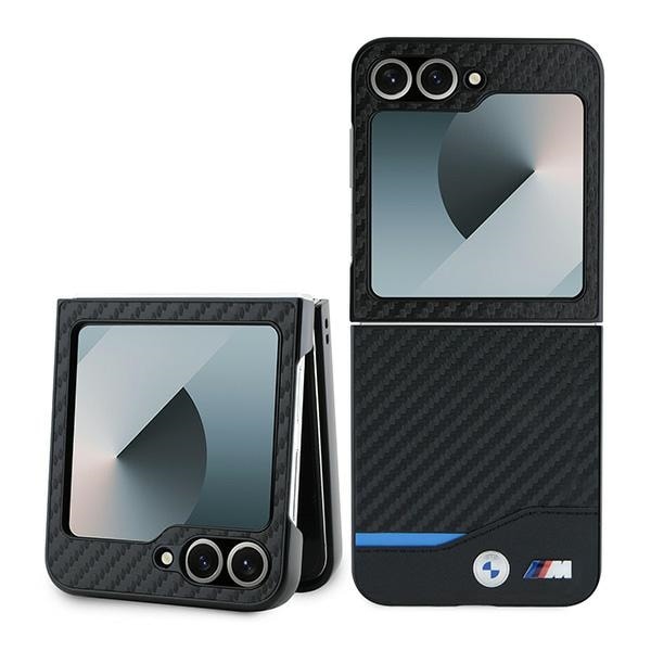 BMW Carbon Blue Line kotelo Samsung Galaxy Z Flip 6:lle - musta
