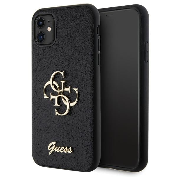Guess GUHCN61HG4SGGK tapauksessa iPhone 11 / Xr - musta Glitter Script Big 4G