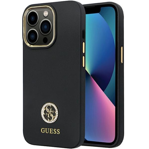 Guess GUHCP13LM4DGPK tapauksessa iPhone 13 Pro / 13 - musta silikoni Logo Strass 4G