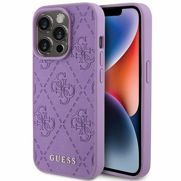 Guess Nahkainen 4G leimattu kotelo iPhone 15 Pro Max - violetti