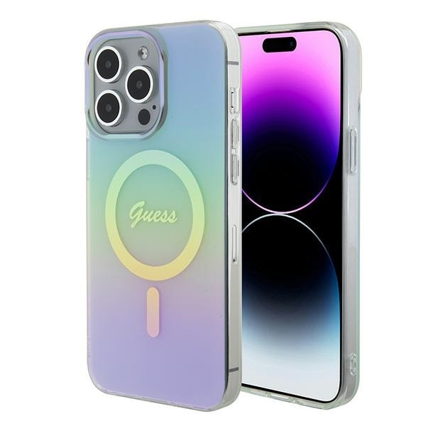 Guess GUHMP15XHITSQ iPhone 15 Pro Max turkoosi/turkoosi kovakotelo IML Iridescent MagSafe