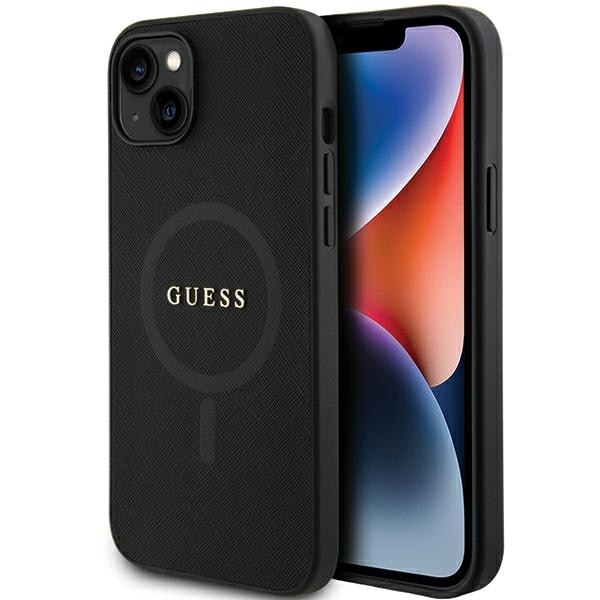 Guess GUHMP15MPSAHMCK iPhone 15 Plus 6,7" musta/musta kovakotelo Saffiano MagSafe -mallia