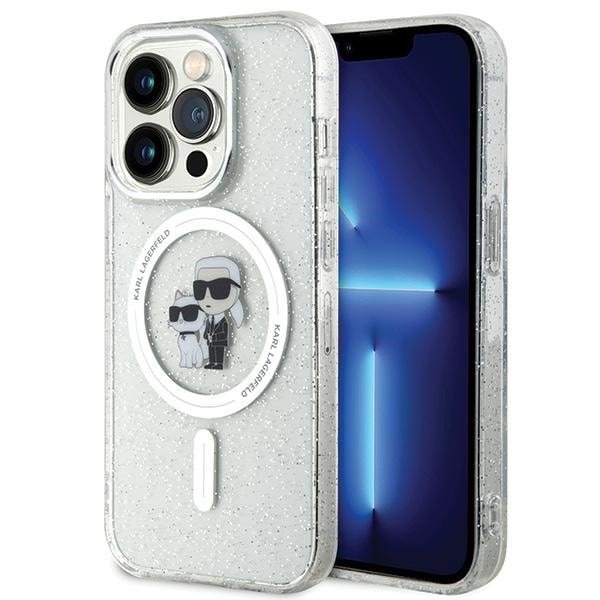 Karl Lagerfeld Karl&Choupette Glitter MagSafe kotelo iPhone 15 Pro - läpinäkyvä - läpinäkyvä