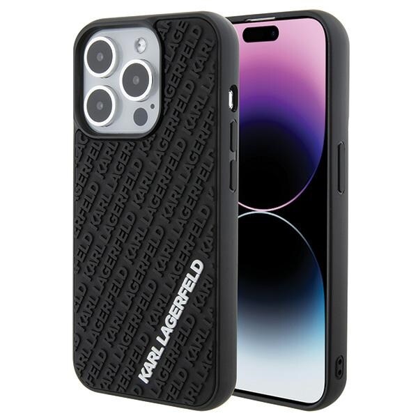 Karl Lagerfeld 3D kumi Multi Logo tapauksessa iPhone 15 Pro - musta
