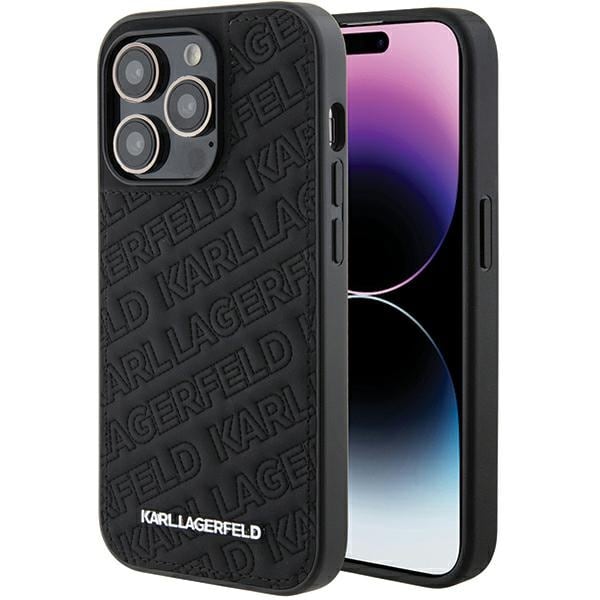 Karl Lagerfeld tikattu K-kuvio iPhone 15 Pro Case - Musta