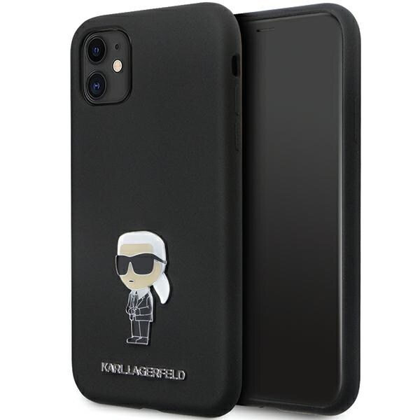 Karl Lagerfeld KLHCN61SMHKNPK tapauksessa iPhone 11 / Xr - musta Silikoni Ikonik Metal Pin