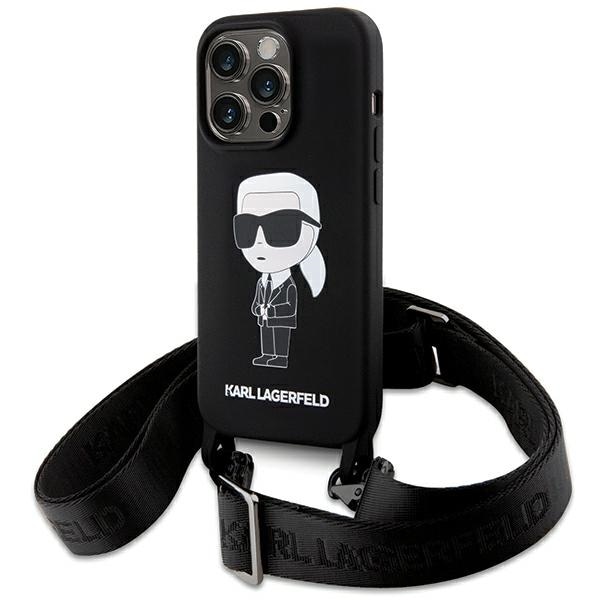 Karl Lagerfeld KLHCP15XSCBSKNK iPhone 15 Pro Max 6.7" musta Crossbody Silikoni Ikonik