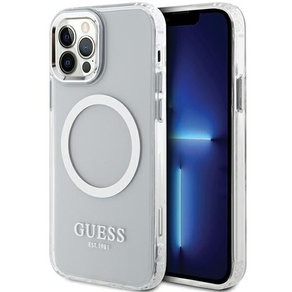 Guess Metal Outline Magsafe -kotelo iPhone 12 / iPhone 12 Pro - hopea
