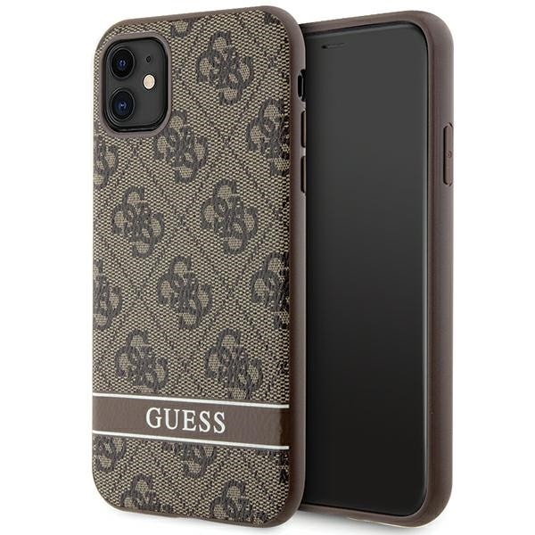 Guess GUHCN61P4SNW iPhone 11 / Xr ruskea/ruskea kovakotelo 4G Stripe