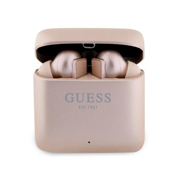 Guess GUTWSSU20ALEGP TWS Bluetooth-kuulokkeet + telakka Rose Gold/Rose Gold Painettu logo