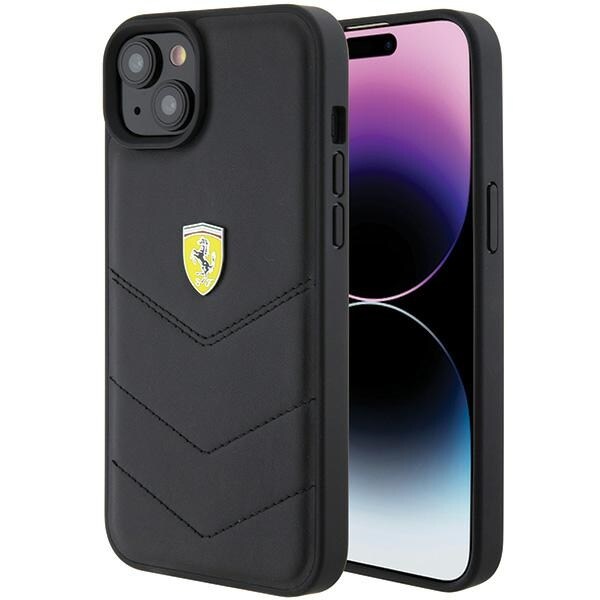 Ferrari FEHCP15MRDUK iPhone 15 Plus 6,7" musta/musta kovakotelo tikattu metallilogo